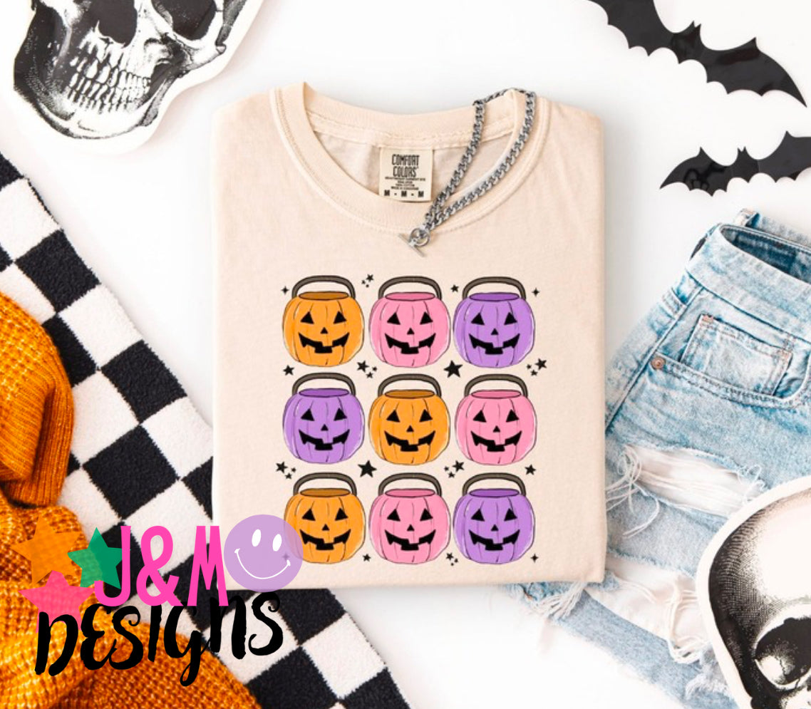 Halloween pumpkin bucket shirt