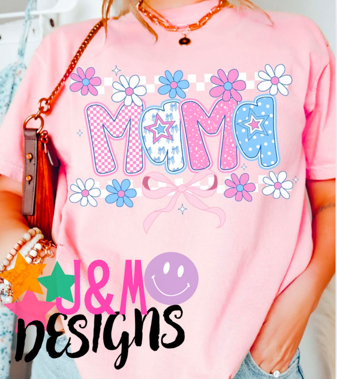 Floral pink and blue mama